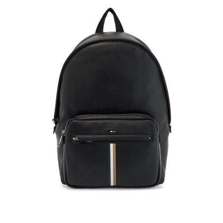 black laptop backpack with padded straps and front pocket