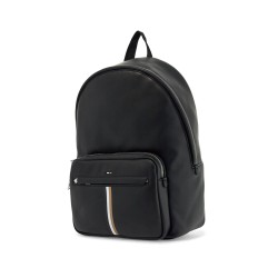 black laptop backpack with padded straps and front pocket