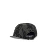 black flat brim hat with graphic print and adjustable closure