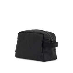 black minimalist travel beauty case in eco-leather with zip