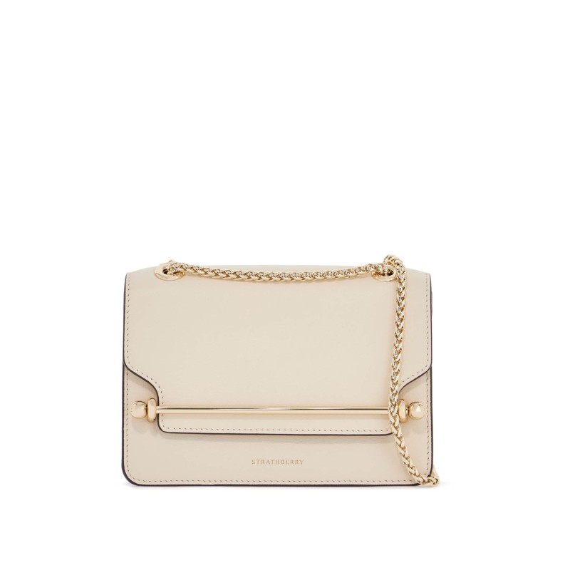 east/west mini compact shoulder bag in vanilla calf leather