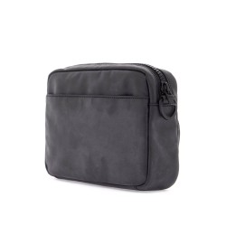 black minimalist nylon crossbody bag with zip