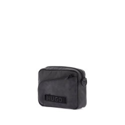 black minimalist nylon crossbody bag with zip