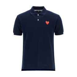 unisex t-shirt slim short sleeve navy blue with red heart logo