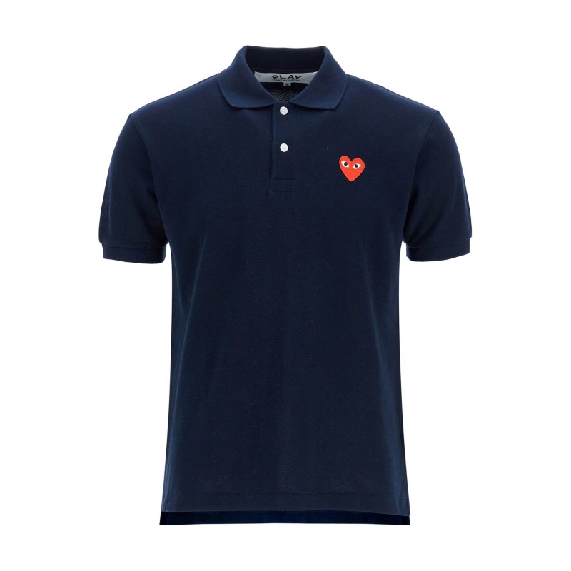 unisex t-shirt slim short sleeve navy blue with red heart logo