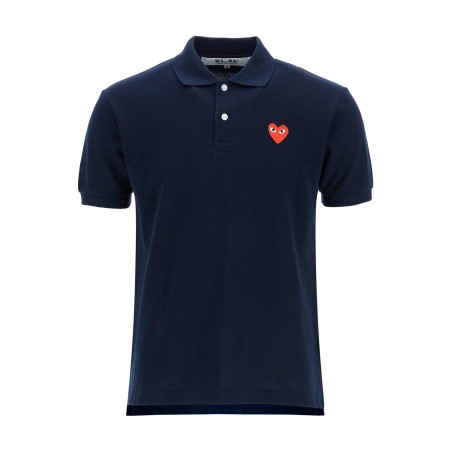 unisex t-shirt slim short sleeve navy blue with red heart logo