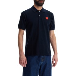 unisex t-shirt slim short sleeve navy blue with red heart logo