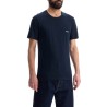 short sleeve regular fit dark blue cotton t-shirt with embroidered logo