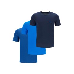 dark blue short sleeve t-shirt with wide neck regular fit cotton for men