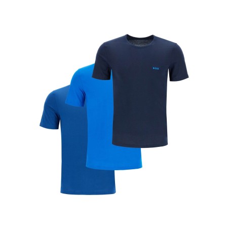 dark blue short sleeve t-shirt with wide neck regular fit cotton for men