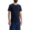 dark blue short sleeve t-shirt with wide neck regular fit cotton for men