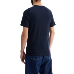 dark blue short sleeve t-shirt with wide neck regular fit cotton for men