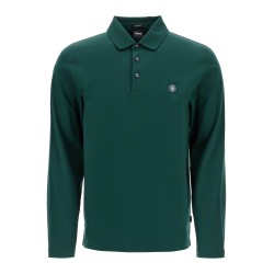 men's long sleeve slim fit cotton polo green