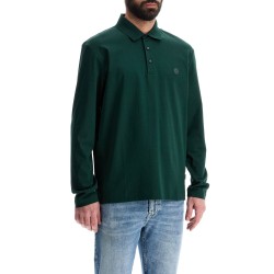 men's long sleeve slim fit cotton polo green