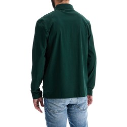 men's long sleeve slim fit cotton polo green