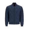 dark blue slim fit quilted down jacket with wavy pattern