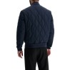 dark blue slim fit quilted down jacket with wavy pattern