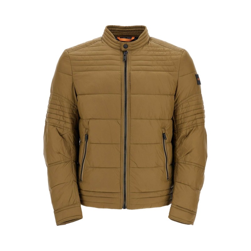 green down jacket with high collar for men