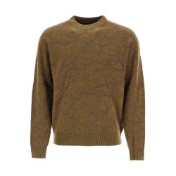 olive green wool sweater with round neck for men