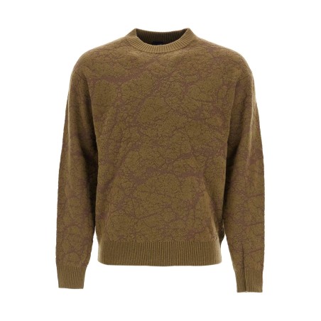 olive green wool sweater with round neck for men