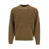 olive green wool sweater with round neck for men