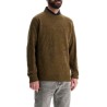 olive green wool sweater with round neck for men