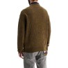 olive green wool sweater with round neck for men