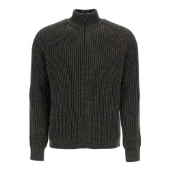 regular fit green high neck sweater in wool and polyacrylic