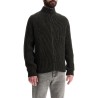 regular fit green high neck sweater in wool and polyacrylic