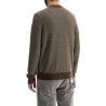 slim fit diamond pattern green wool and cotton sweater