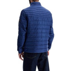 lightweight jacket with horizontal blue stripes and high collar zip