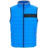 bright blue quilted gilet with high collar and zip