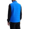 bright blue quilted gilet with high collar and zip