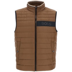 gilet trapuntato verde in poliestere riciclato con zip