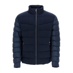 dark blue high collar padded coat h-clanello