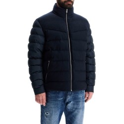 dark blue high collar padded coat h-clanello