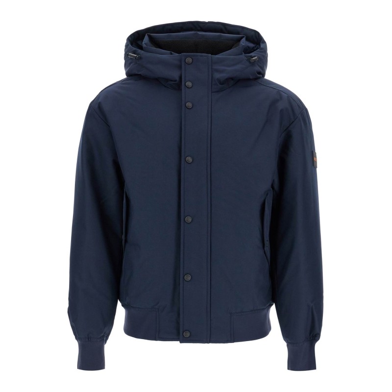 dark blue adjustable hooded coat osis