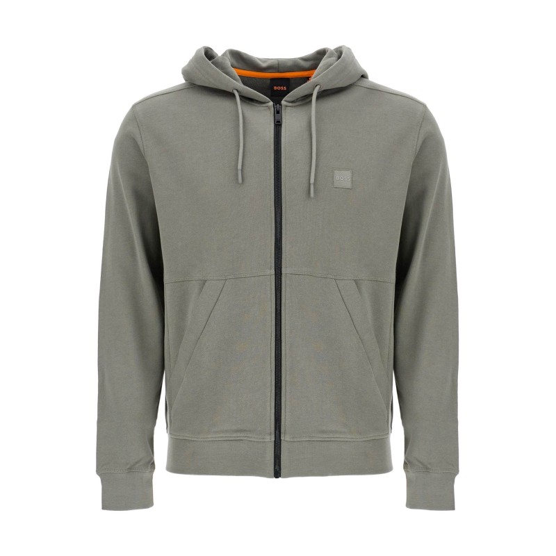 regular fit gray zip-up hoodie