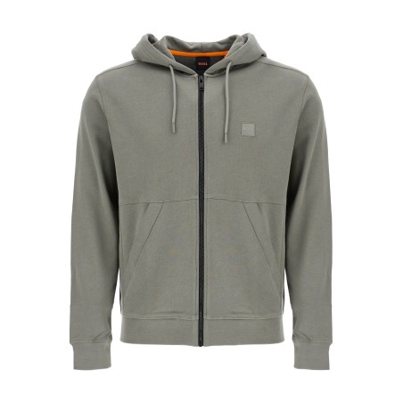 regular fit gray zip-up hoodie