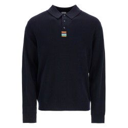 merino wool polo-style pullover sweater