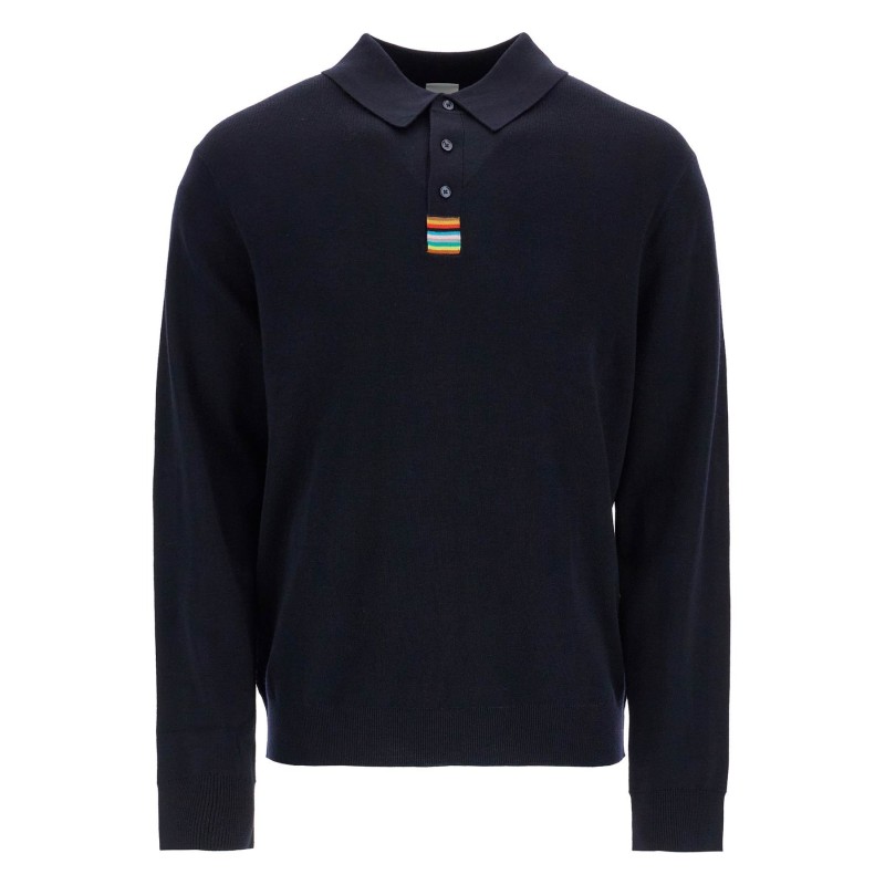 merino wool polo-style pullover sweater