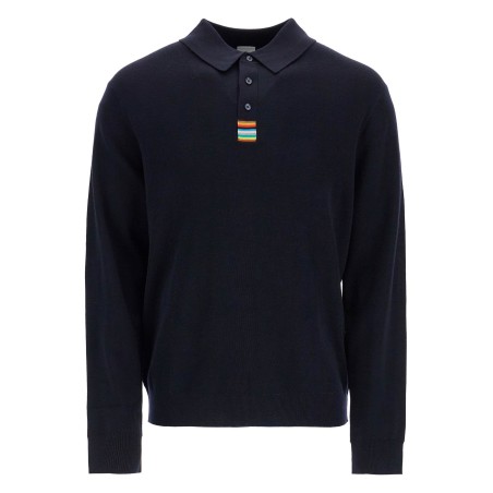 merino wool polo-style pullover sweater