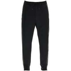 men's high-waisted slim fit black pants with piping