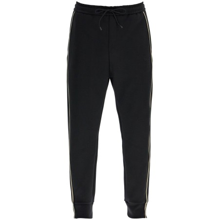 men's high-waisted slim fit black pants with piping