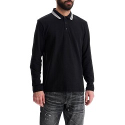 men's long sleeve loose fit polo dark gray cotton