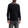 men's long sleeve loose fit polo dark gray cotton