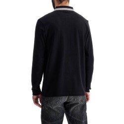 men's long sleeve loose fit polo dark gray cotton