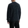 men's black wool sweater with wide neck regular fit