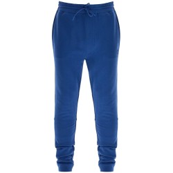 regular fit high-waisted blue cotton pants