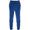 regular fit high-waisted blue cotton pants